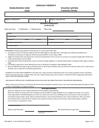 Document preview: Form 400-00813A Financial Affidavit - Vermont (Somali)