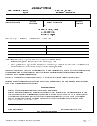 Document preview: Form 400-00813S Financial Affidavit - Non-divorce - Vermont (Somali)