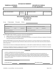 Formulario 400-00813S Declaracion Jurada Financiera - No Divorcio - Vermont (Spanish)