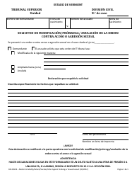 Document preview: Formulario 100-00254 Solicitud De Modificacion/Prorroga/ Anulacion De La Orden Contra Acoso O Agresion Sexual - Vermont (Spanish)