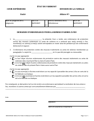 Document preview: Form 400-00152B Motion for Order to Release Firearms - Vermont (French)