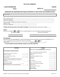 Document preview: Form 600-00228 Application to Waive Filing Fees and Service Costs - Vermont (French)
