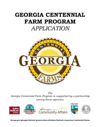 Document preview: Georgia Centennial Farm Program Award Application - Georgia (United States)