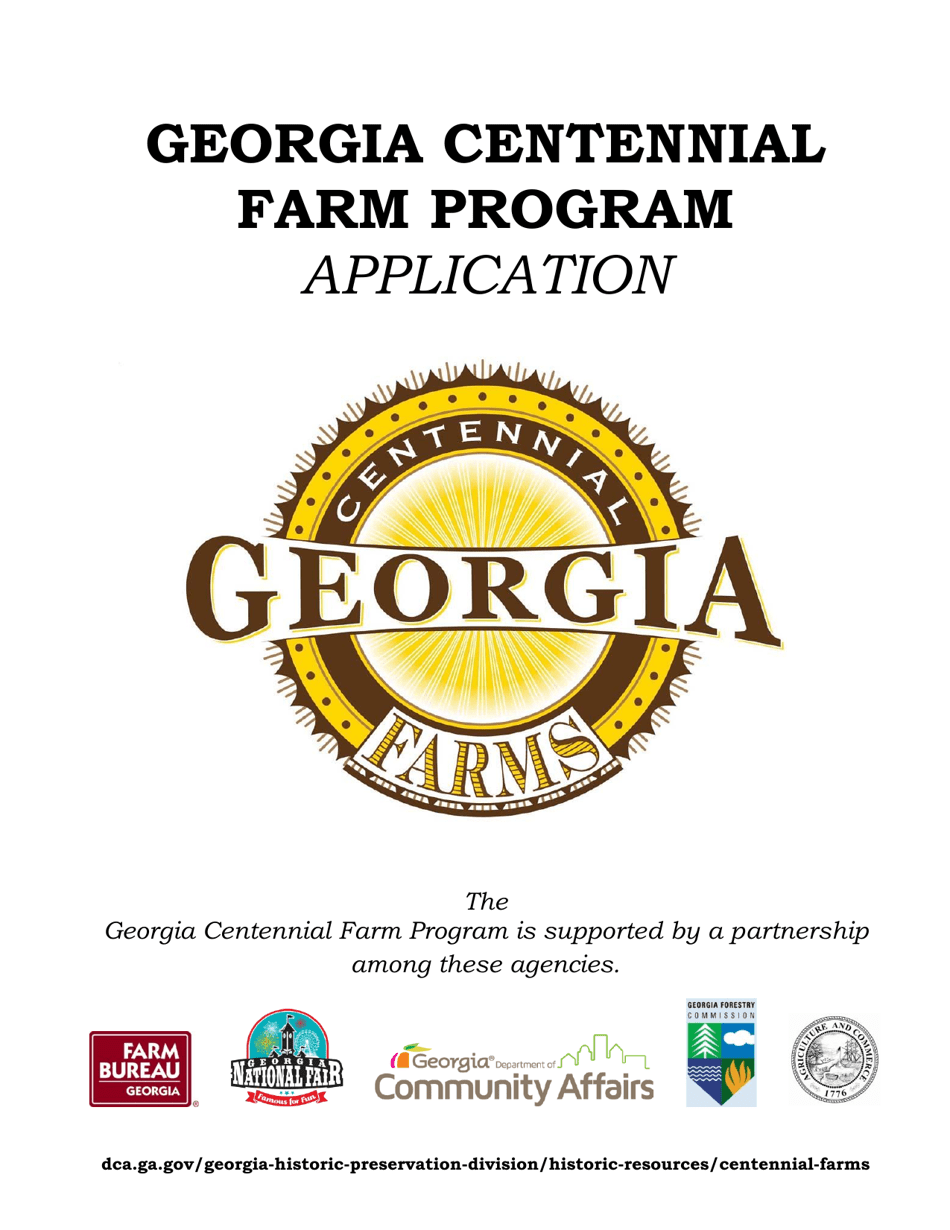 Georgia Centennial Farm Program Award Application - Georgia (United States), Page 1