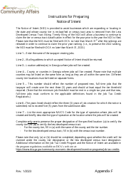 Appendix F Notice of Intent for Georgia Job Tax Credit - Georgia (United States)
