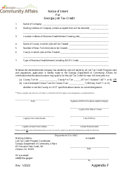 Appendix F Notice of Intent for Georgia Job Tax Credit - Georgia (United States), Page 2