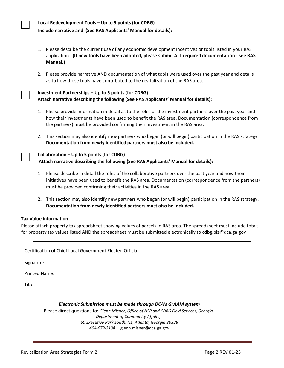 RAS Form 2 Revitalization Area Strategies Annual Progress Report - Georgia (United States), Page 2