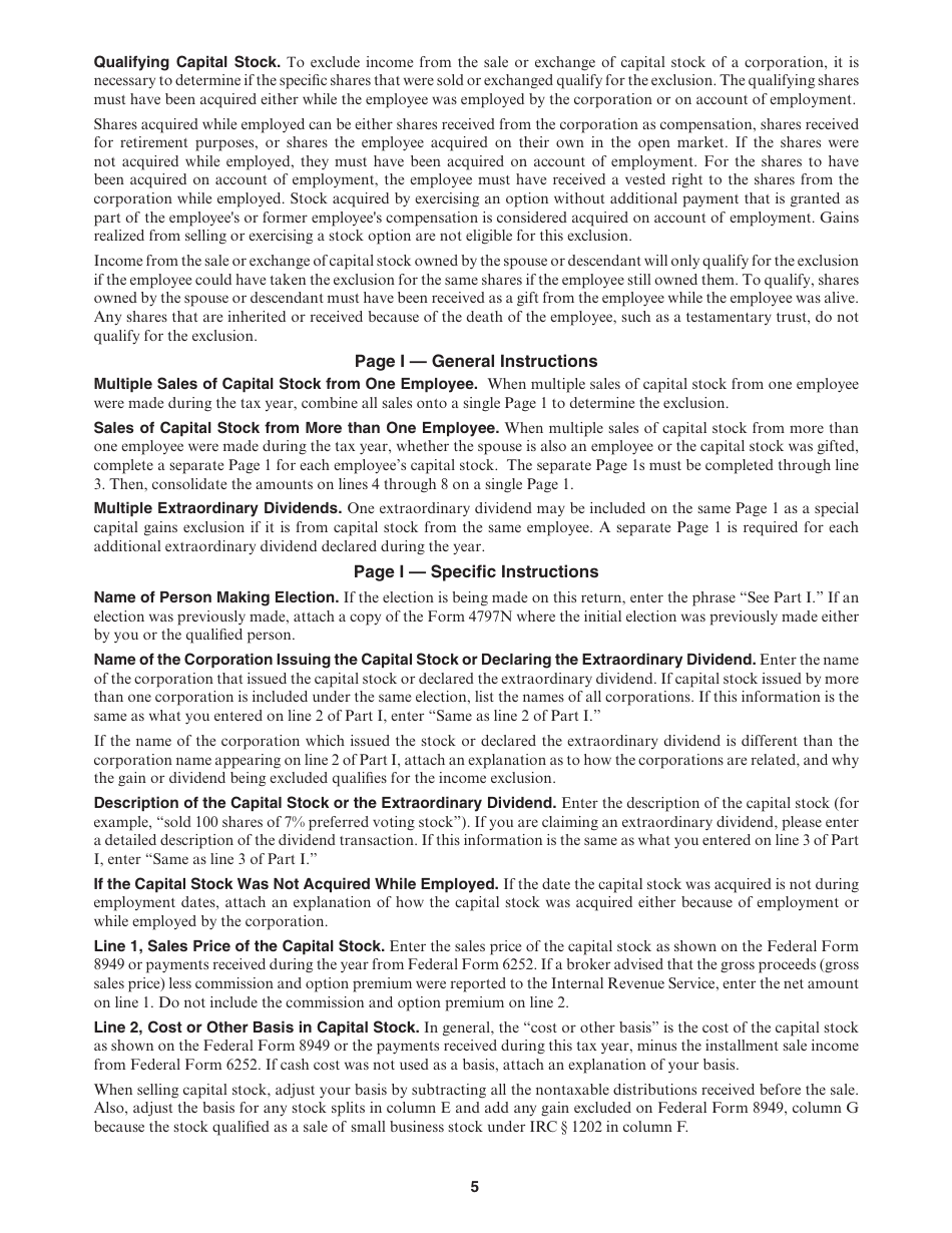 Form 4797N Special Capital Gains / Extraordinary Dividend Election and Computation - Nebraska, Page 5