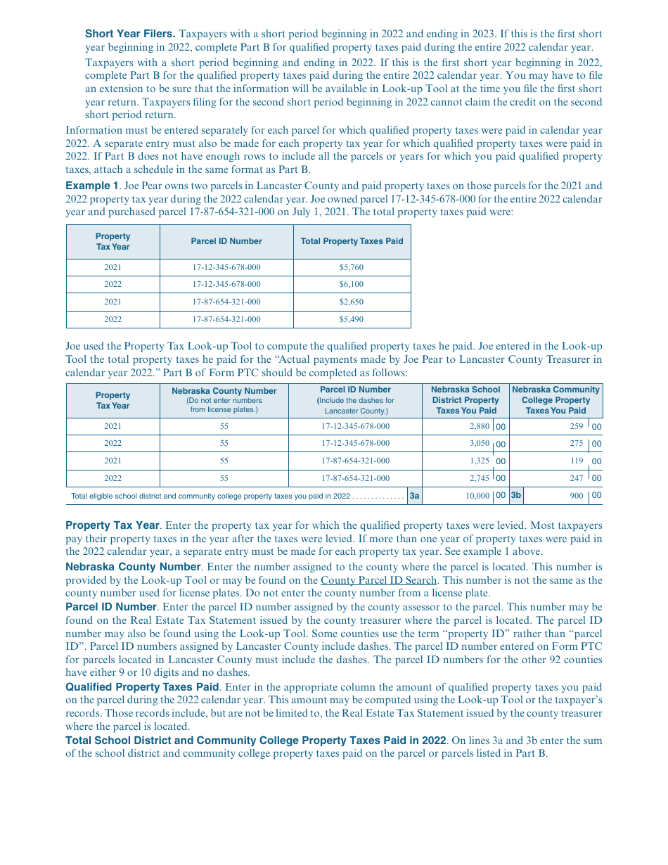 Form PTC Nebraska Property Tax Credit - Nebraska, Page 3