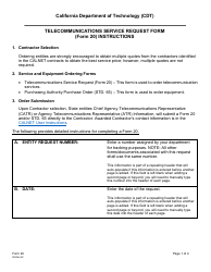 Instructions for Form 20 Telecommunications Service Request Form - California