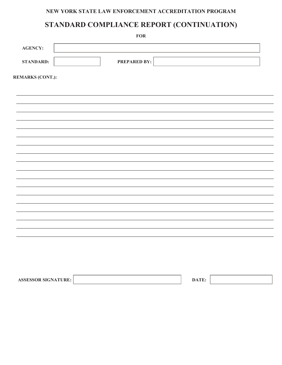 New York Standard Compliance Report (Continuation) New York State Law