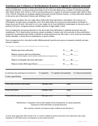 Part A Sexual Offense Evidence Collection Kit Patient Consent Form - New York (Italian), Page 2