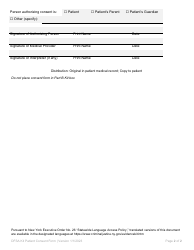 Part B Drug Facilitated Sexual Assault Patient Consent Form for Evidence Collection and Release or Storage - New York, Page 2
