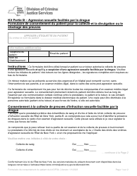 Document preview: Part B Patient Consent Form for Evidence Collection and Release or Storage - Drug Facilitated Sexual Assault - New York (French)
