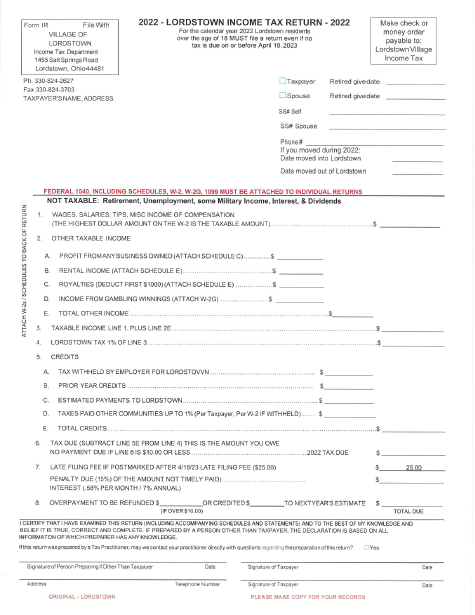 2022 Village Of Lordstown Ohio Income Tax Return Fill Out Sign 2022-village-of-lordstown-ohio-income-tax-return-fill-out-sign
