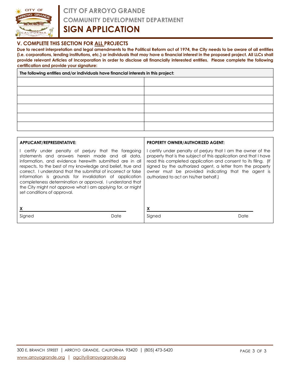 Sign Application - Cit of Arroyo Grande, California, Page 3