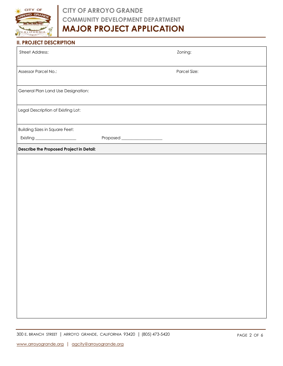 Major Project Application - City of Arroyo Grande, California, Page 2