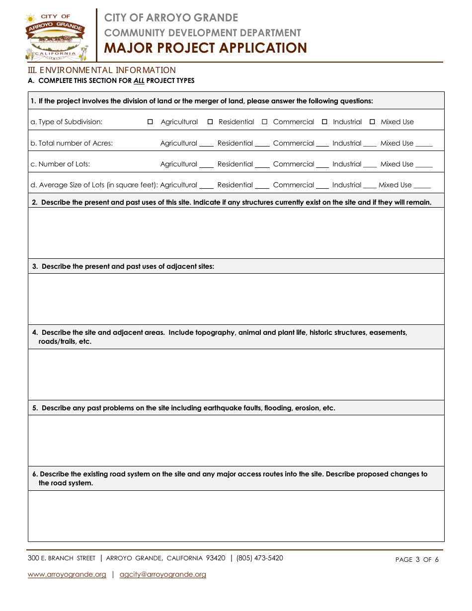 Major Project Application - City of Arroyo Grande, California, Page 3