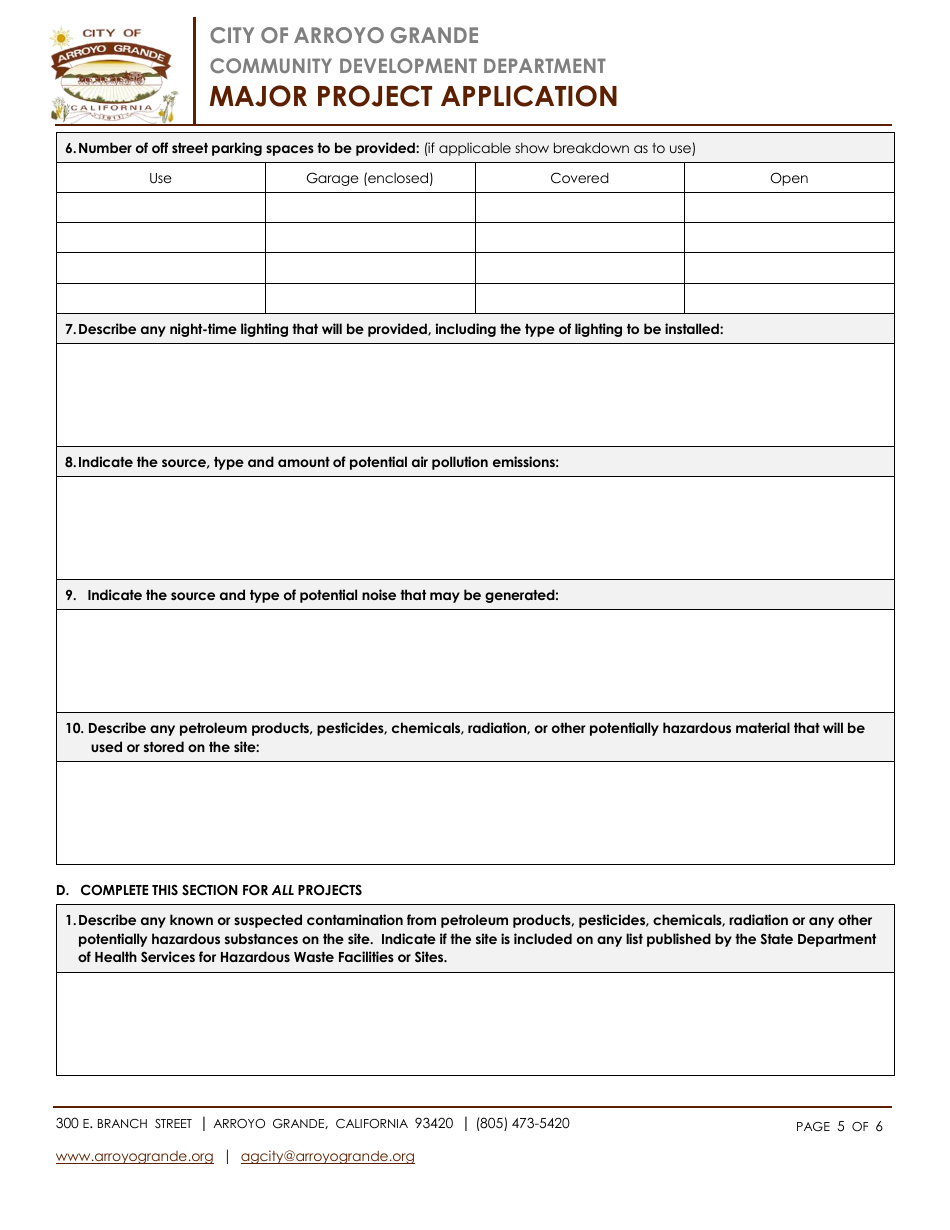 Major Project Application - City of Arroyo Grande, California, Page 5