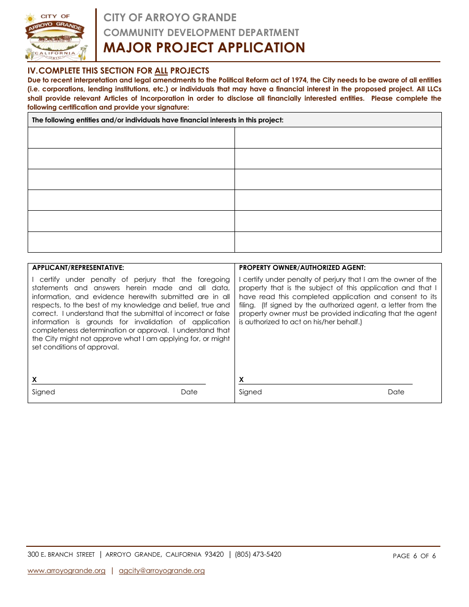 Major Project Application - City of Arroyo Grande, California, Page 6