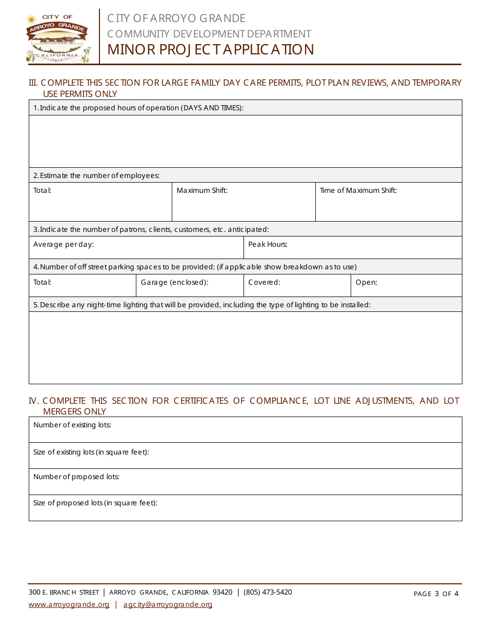 Minor Project Application - City of Arroyo Grande, California, Page 3
