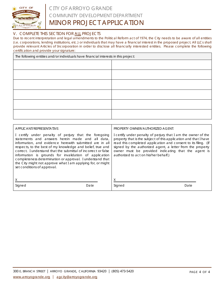 Minor Project Application - City of Arroyo Grande, California, Page 4