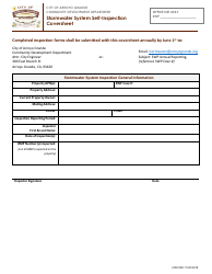 Document preview: Stormwater System Self-inspection Coversheet - City of Arroyo Grande, California