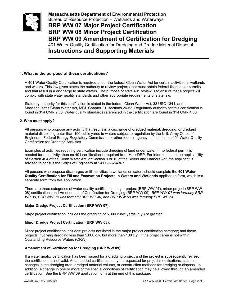 Instructions for Form BRP WW07, BRP WW08, BRP WW09 - Massachusetts, Page 2