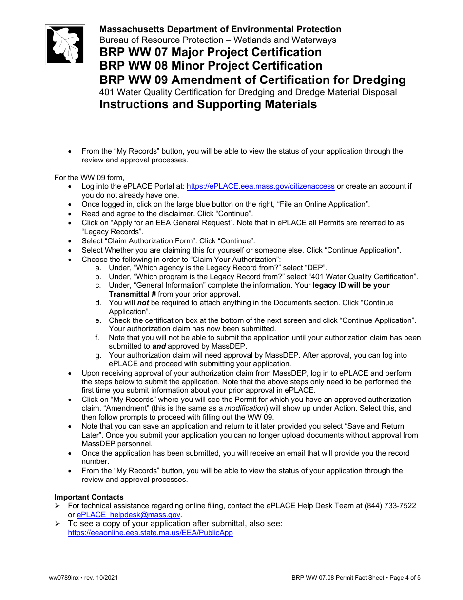 Instructions for Form BRP WW07, BRP WW08, BRP WW09 - Massachusetts, Page 4