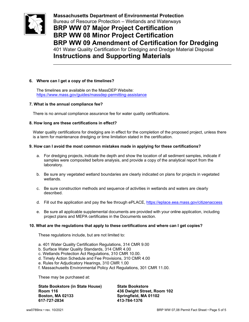 Instructions for Form BRP WW07, BRP WW08, BRP WW09 - Massachusetts, Page 5