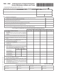 Document preview: Form 760C Underpayment of Virginia Estimated Tax by Individuals, Estates and Trusts - Virginia