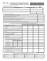 Form 760C Underpayment of Virginia Estimated Tax by Individuals, Estates and Trusts - Virginia