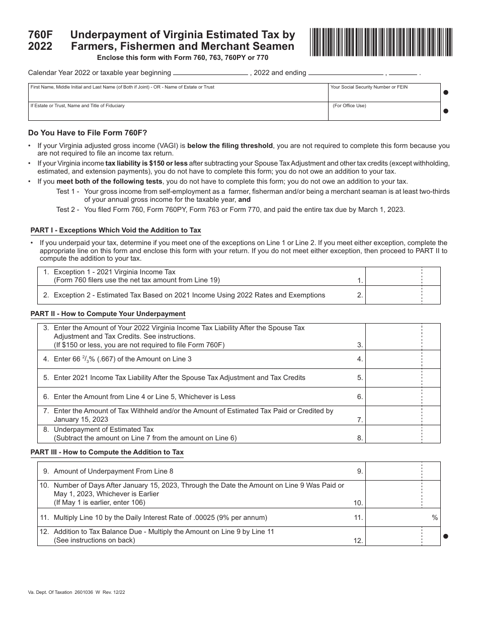 Form 760F Download Printable PDF or Fill Online Underpayment of
