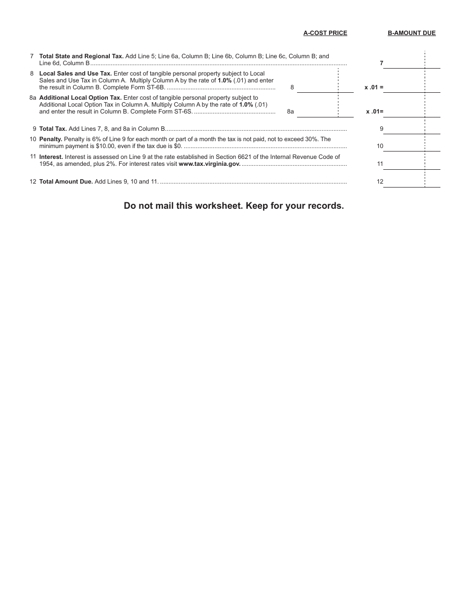 Form St 6 Download Fillable Pdf Or Fill Online Virginia Direct Payment Permit Sales And Use Tax 8184