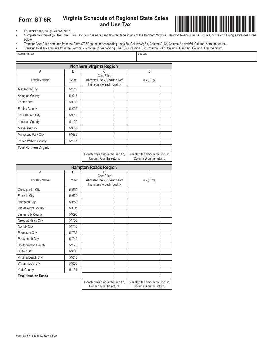 Form ST-6 Virginia Direct Payment Permit Sales and Use Tax Return - Virginia, Page 7