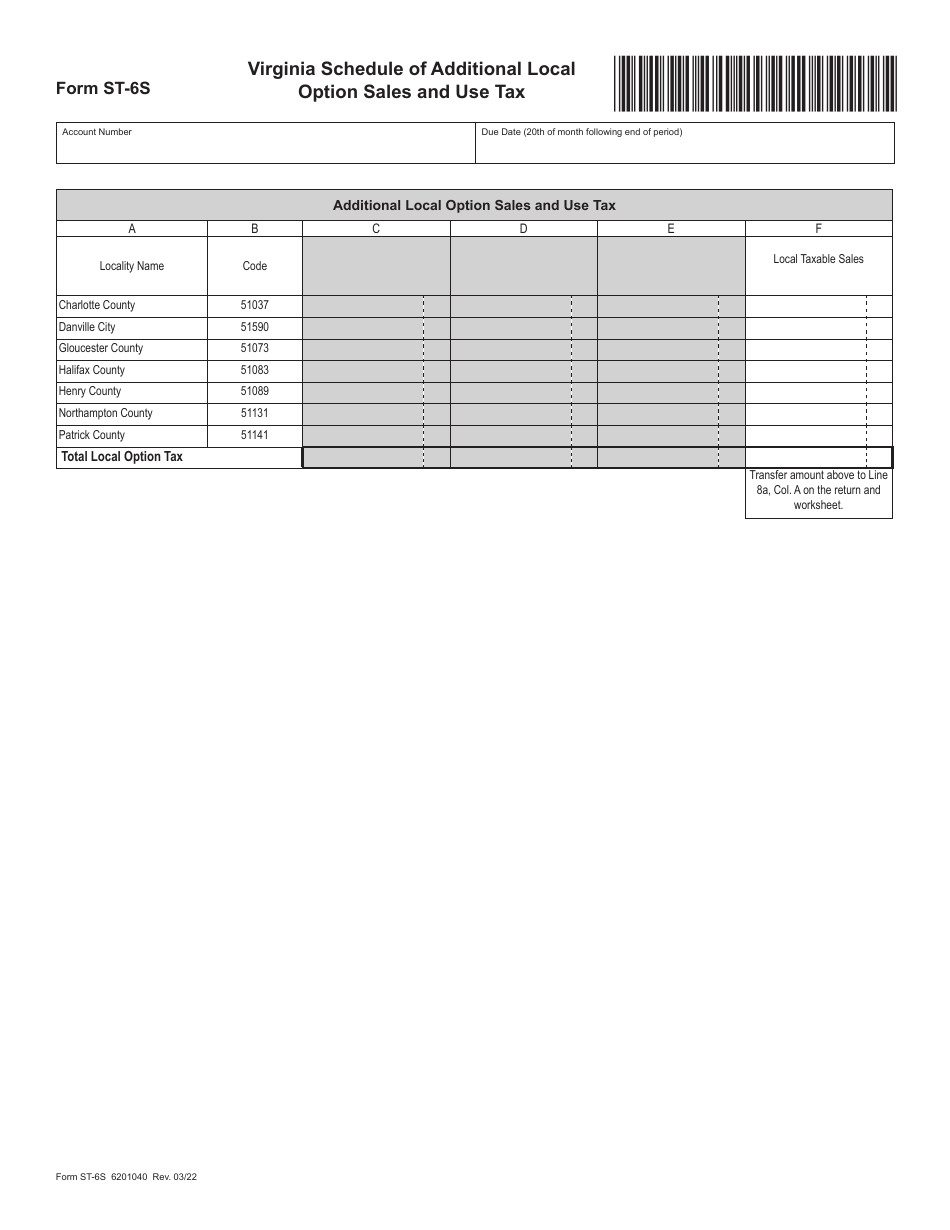 Form ST-6 Virginia Direct Payment Permit Sales and Use Tax Return - Virginia, Page 9