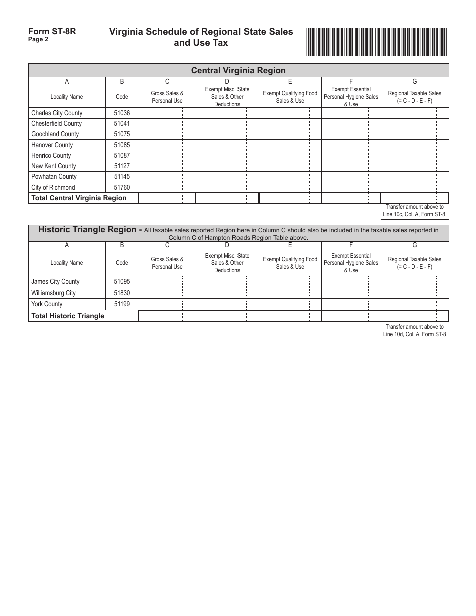 Form ST-8 Virginia Out-of-State Dealers Sales and Use Tax Return - Virginia, Page 10