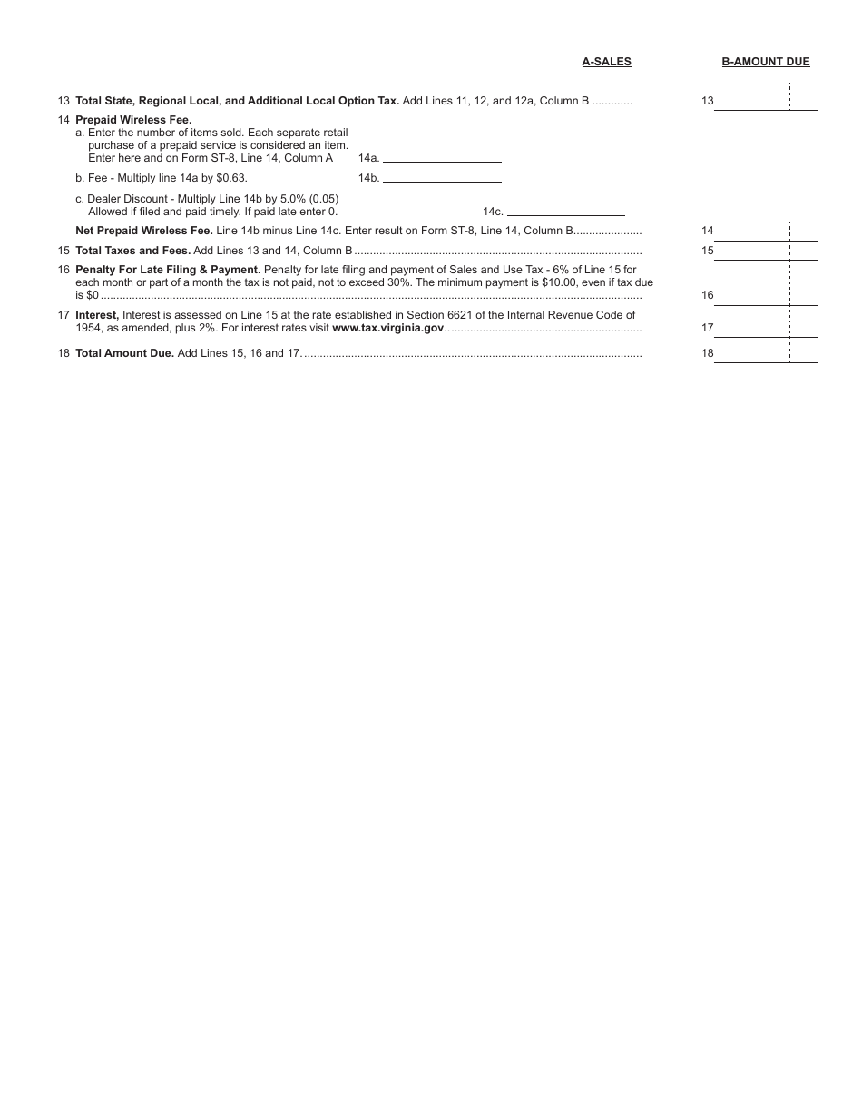 Form ST-8 Virginia Out-of-State Dealers Sales and Use Tax Return - Virginia, Page 15
