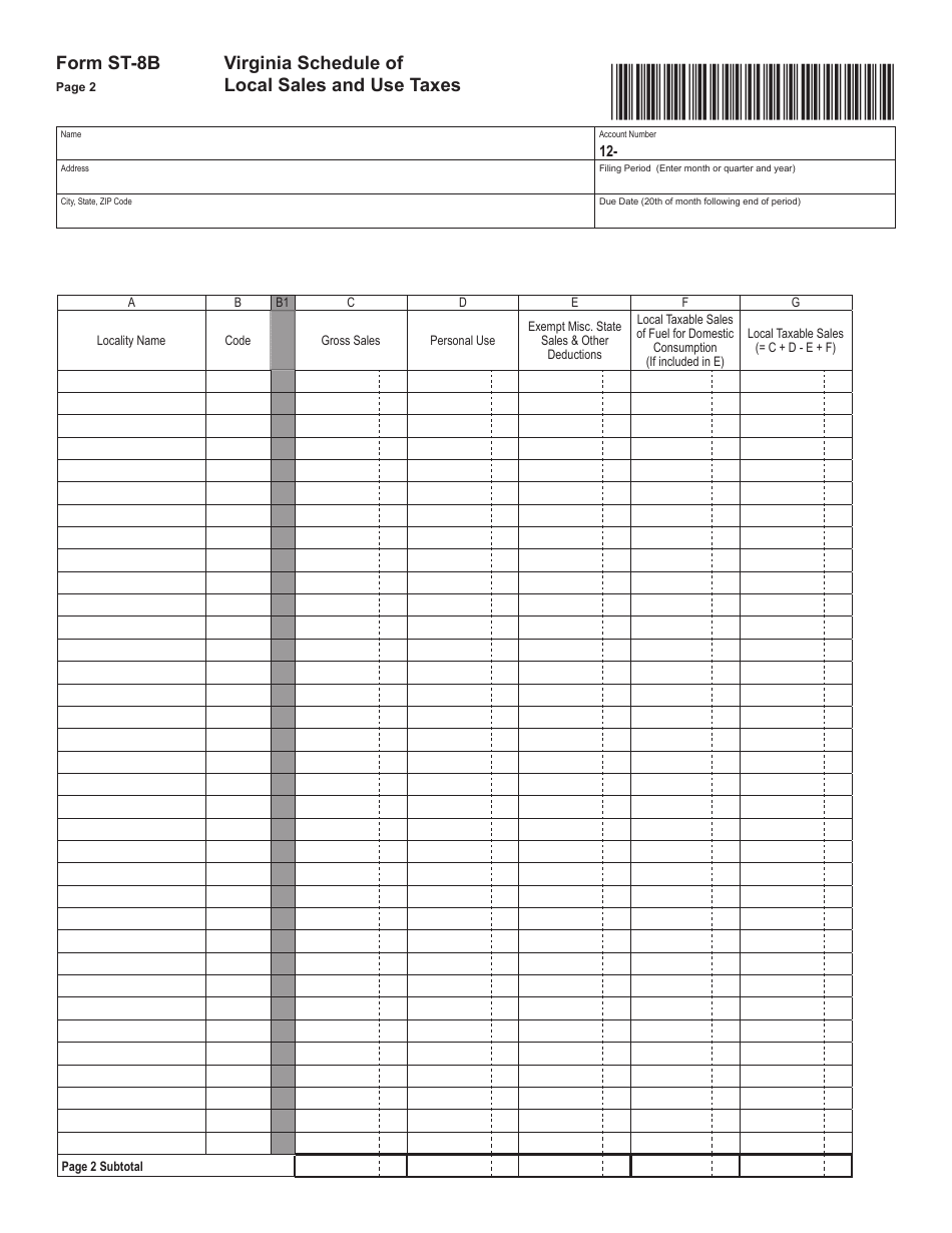 Form ST-8 Virginia Out-of-State Dealers Sales and Use Tax Return - Virginia, Page 6