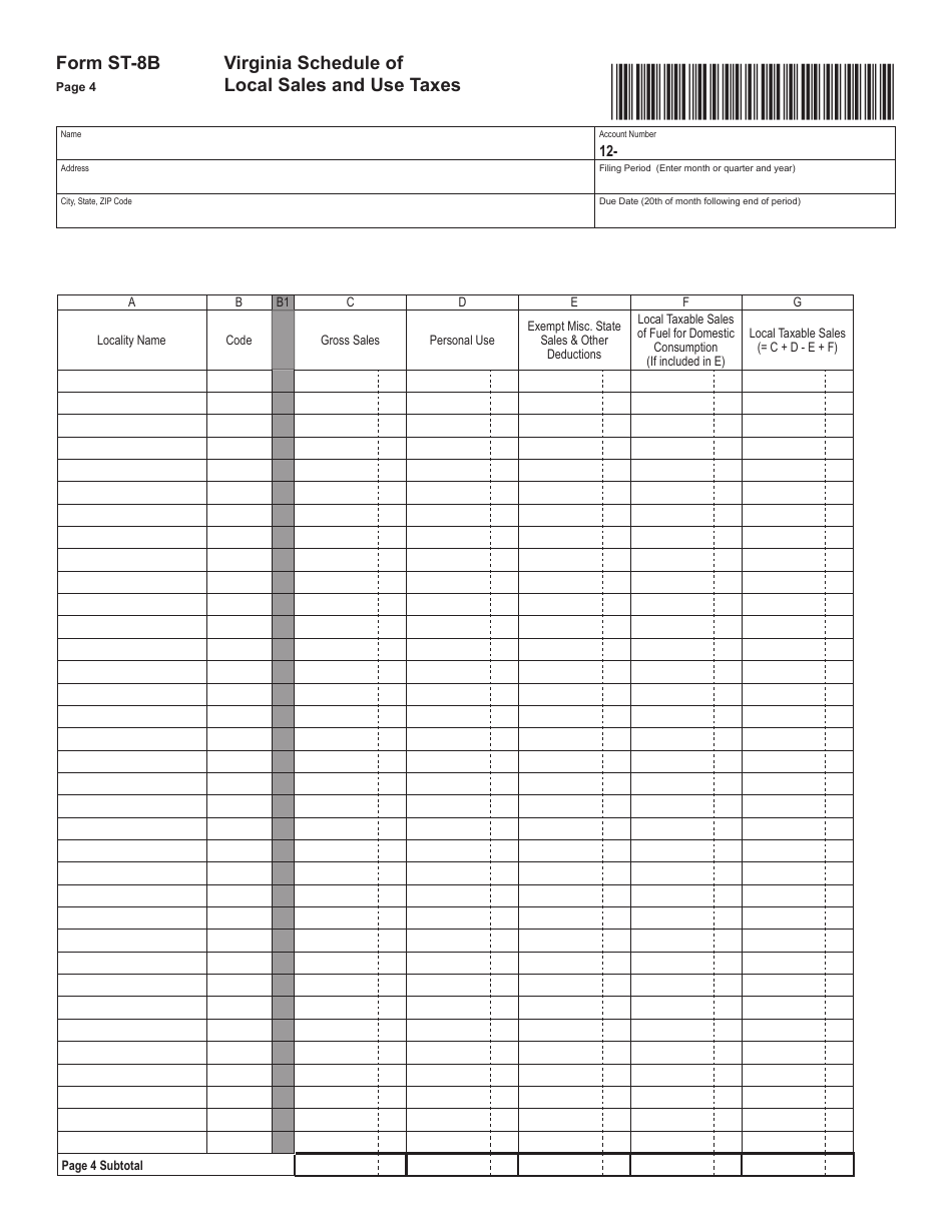 Form ST-8 Virginia Out-of-State Dealers Sales and Use Tax Return - Virginia, Page 8