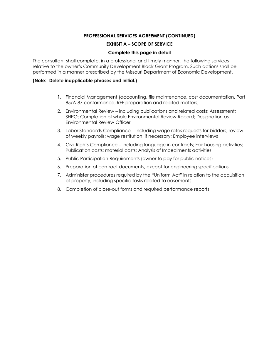 Standard Form of Agreement Between Owner  Consultant for Professional Administrative Services - Missouri, Page 3