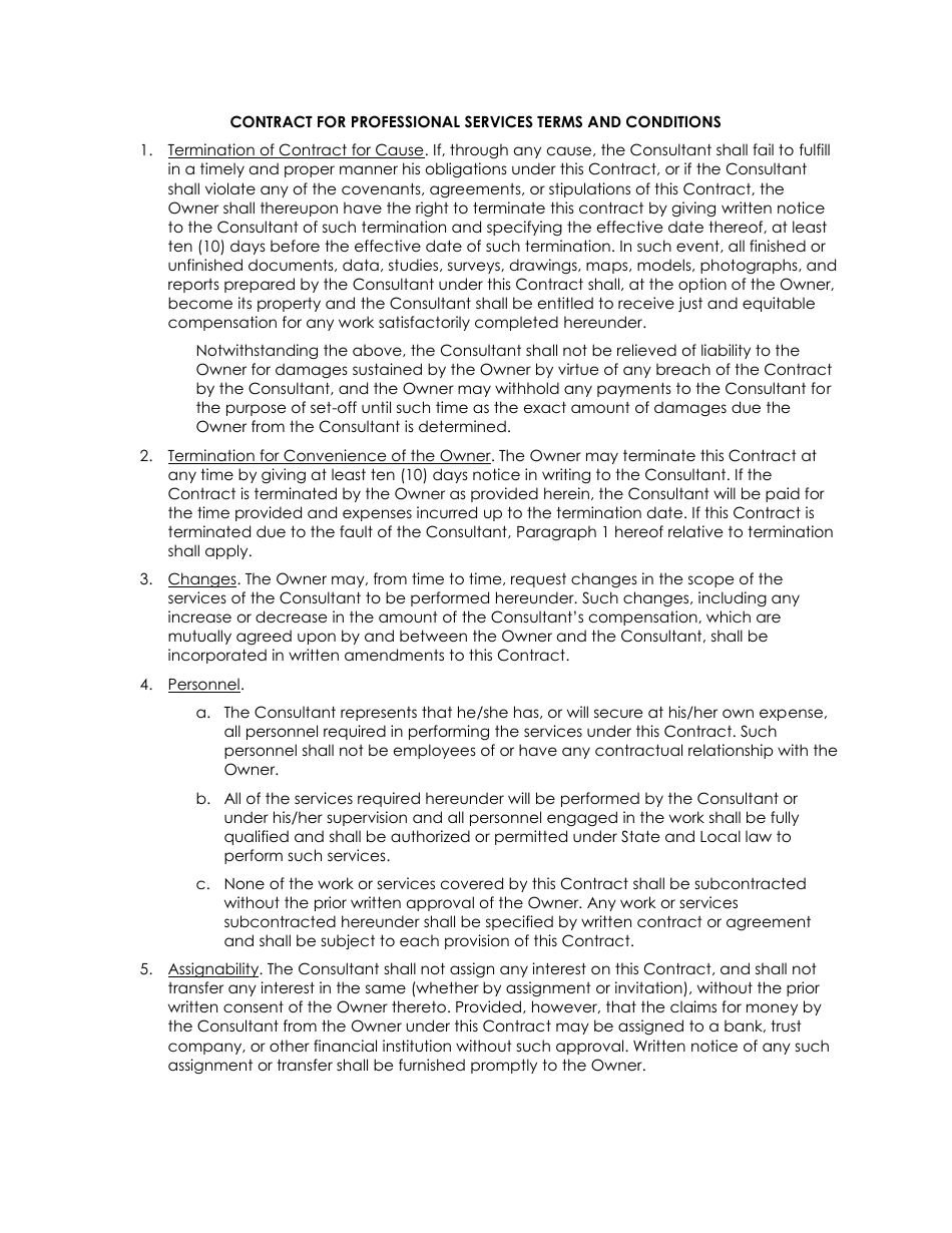 Standard Form of Agreement Between Owner  Consultant for Professional Administrative Services - Missouri, Page 4