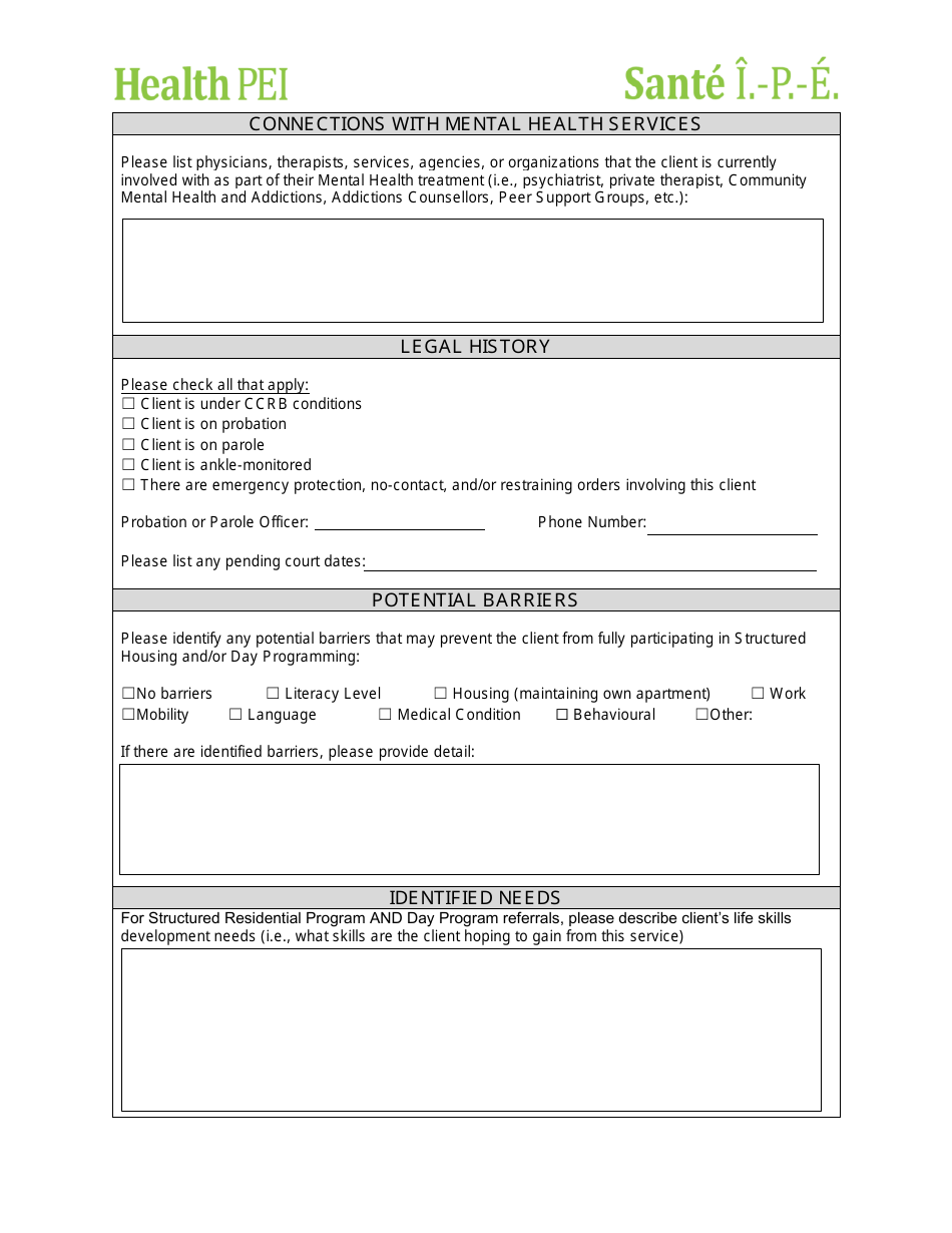 Structured Residential and Day Program Referral Form - Prince Edward Island, Canada, Page 4