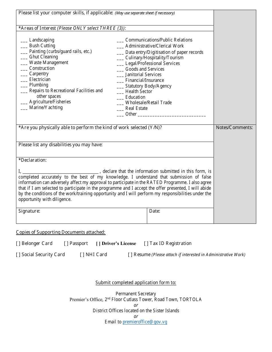 Registration Form - Apprenticeship Training Employment and Development (Rated) Programme - British Virgin Islands, Page 2