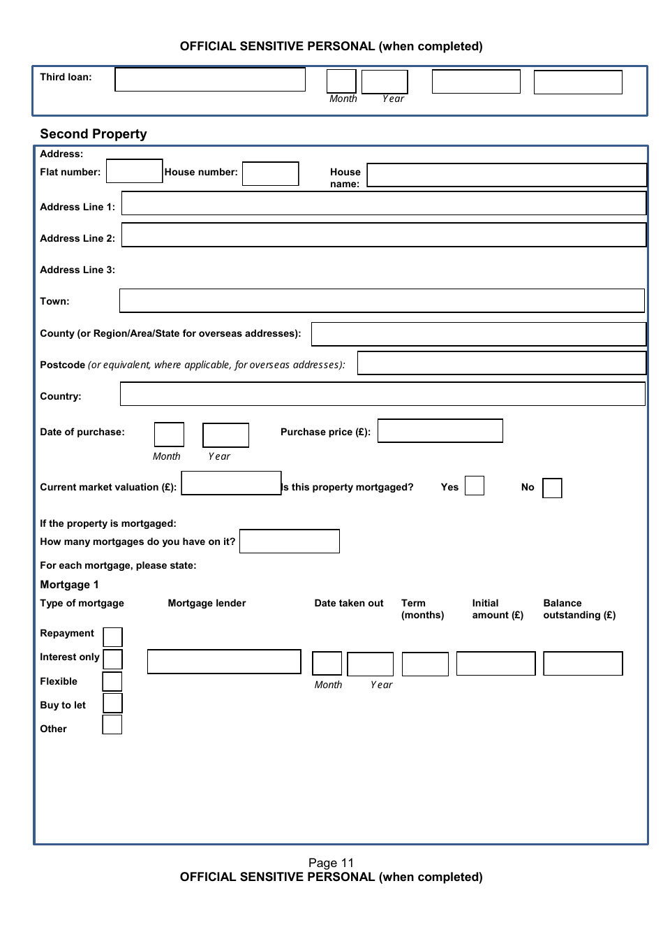 Form NSV003 Financial Questionnaire - United Kingdom, Page 11