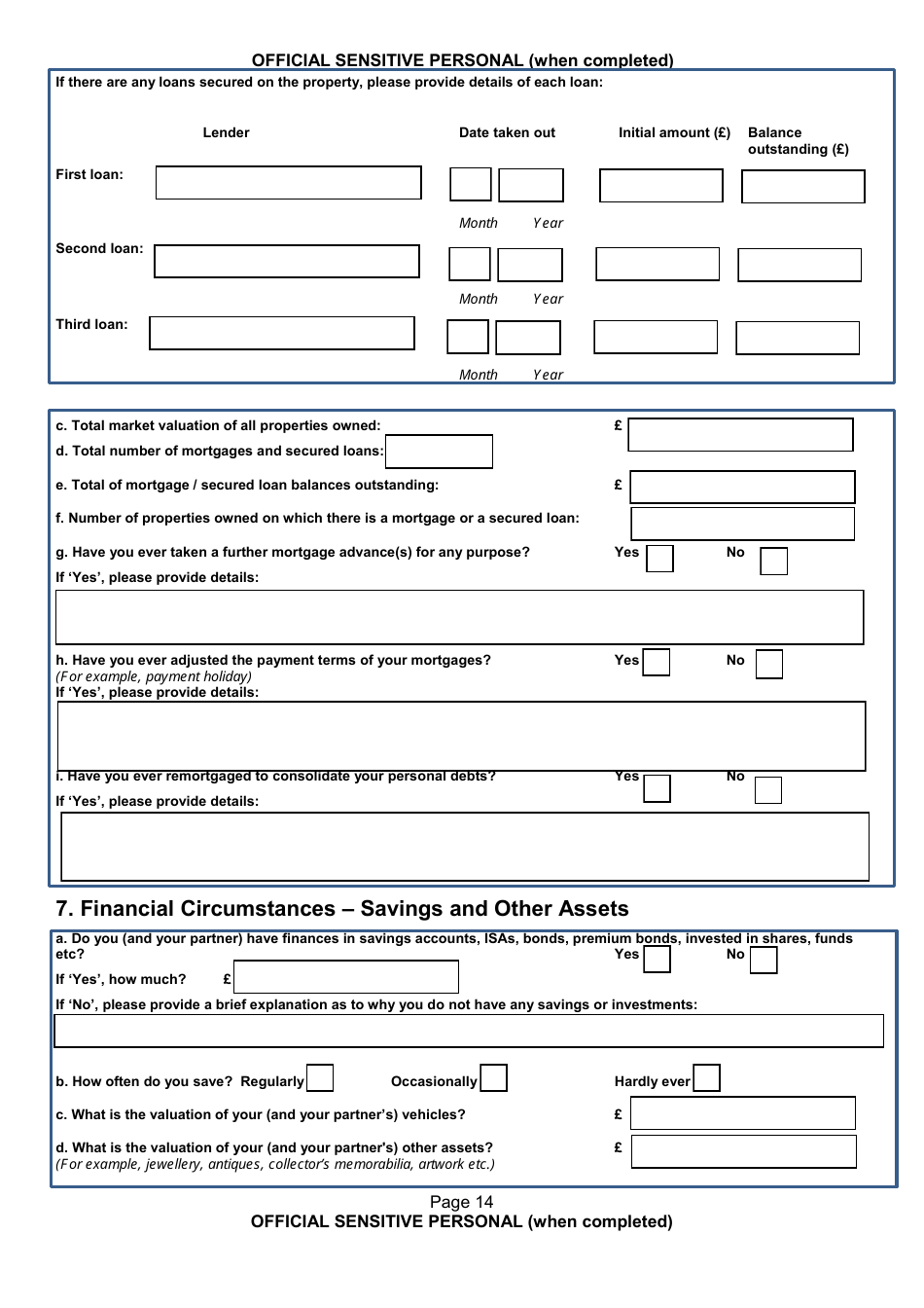 Form NSV003 Financial Questionnaire - United Kingdom, Page 14