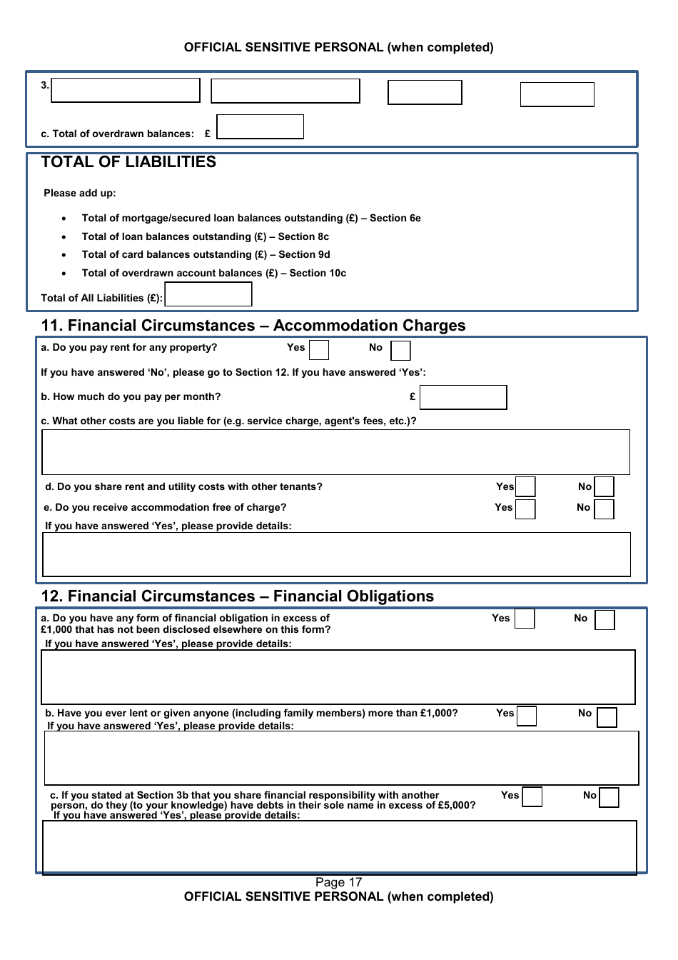 Form NSV003 Financial Questionnaire - United Kingdom, Page 17
