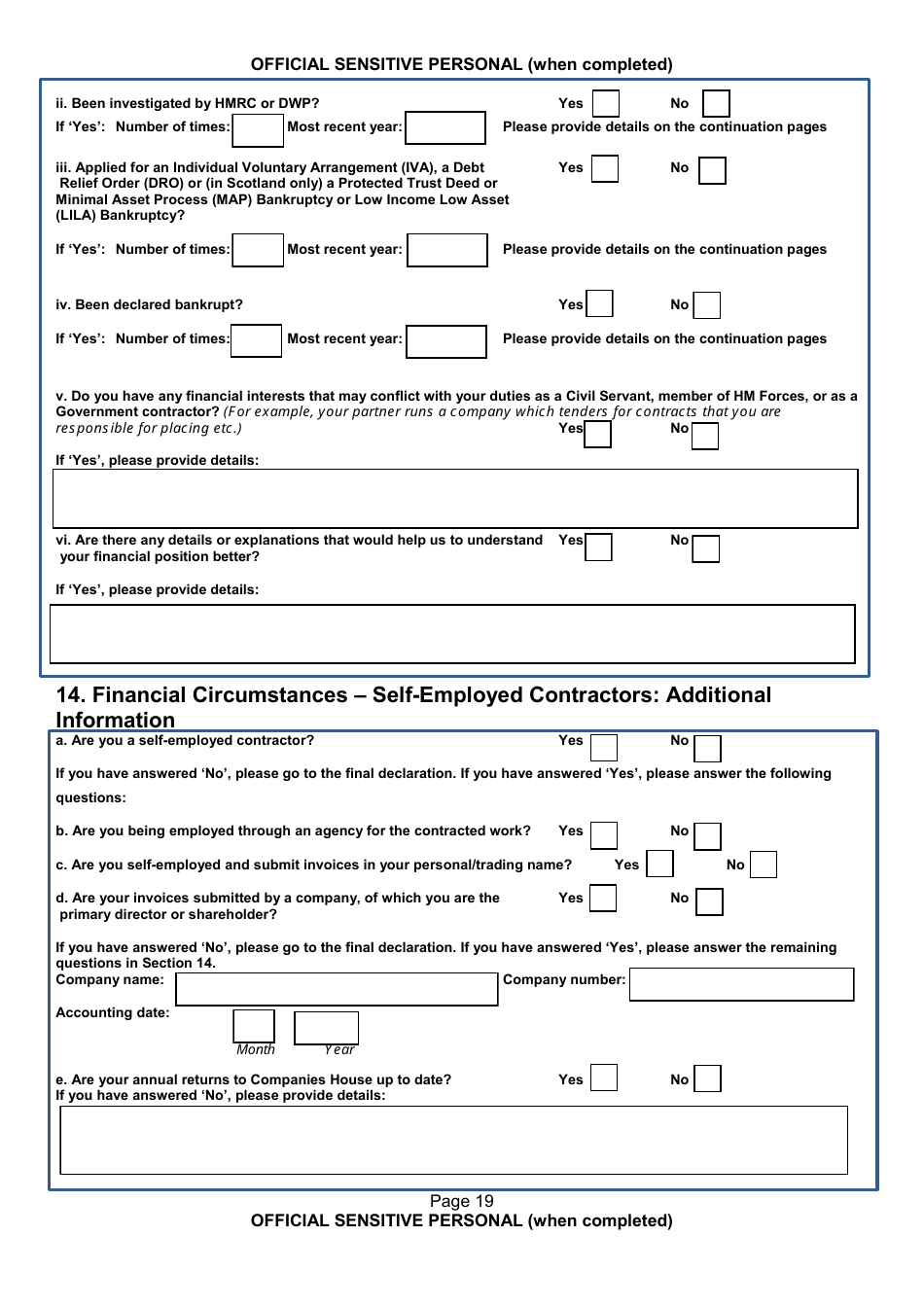 Form NSV003 Financial Questionnaire - United Kingdom, Page 19