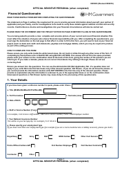 Form NSV003 Financial Questionnaire - United Kingdom