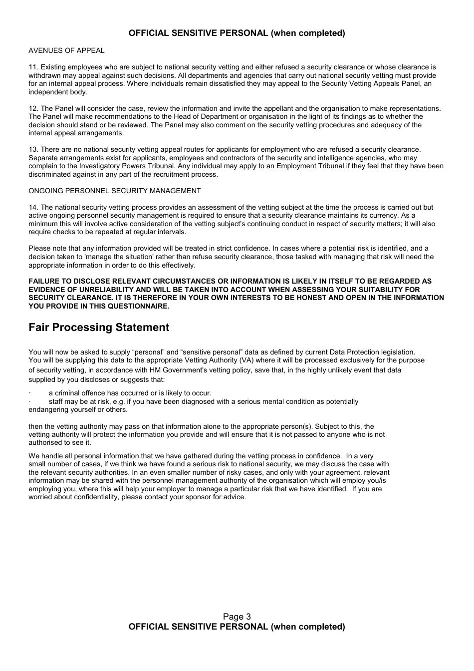 Form NSV003 Financial Questionnaire - United Kingdom, Page 3
